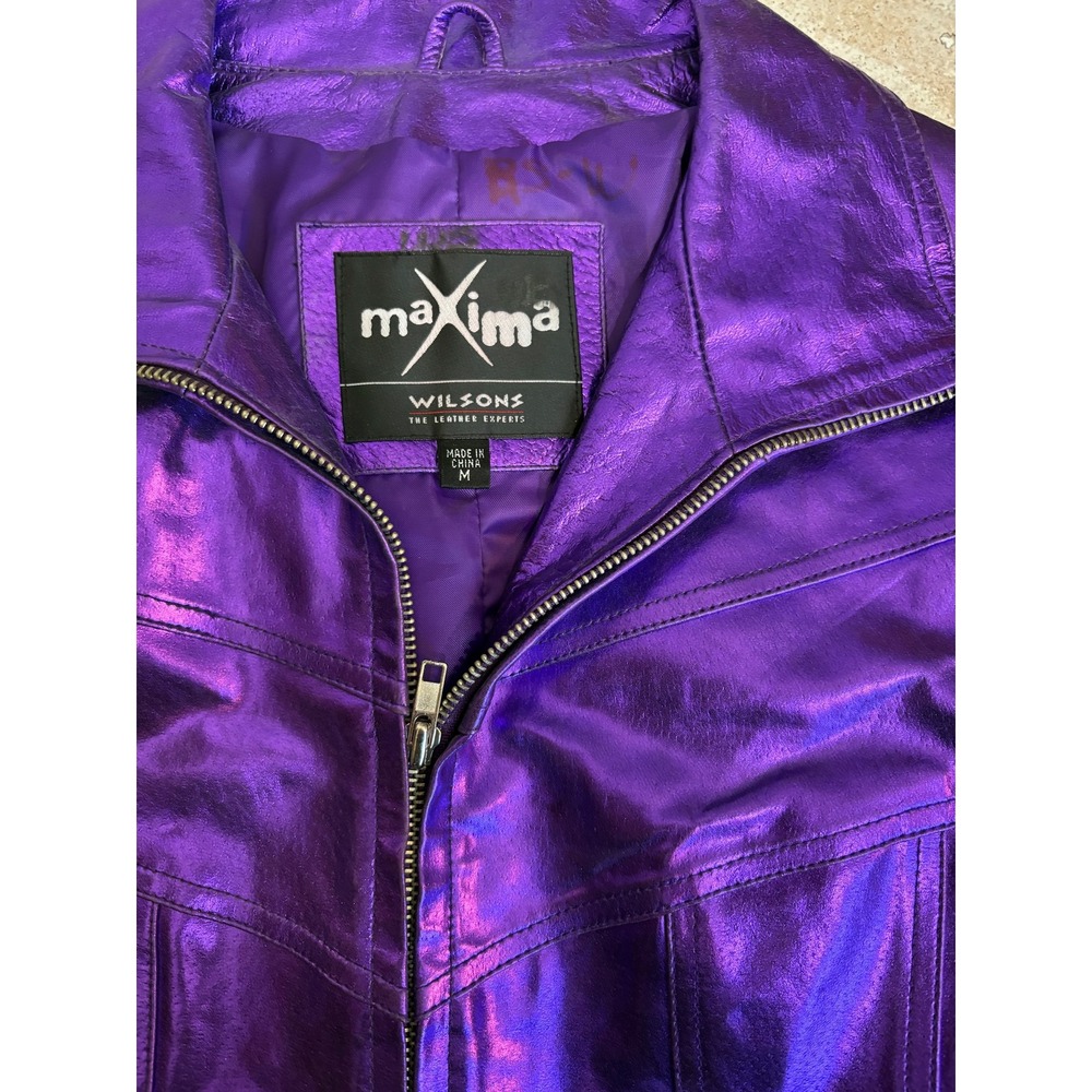Wilsons Leather Shiny Purple Jacket - Picture 8 of 9